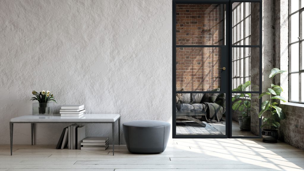 Slim frame interior door